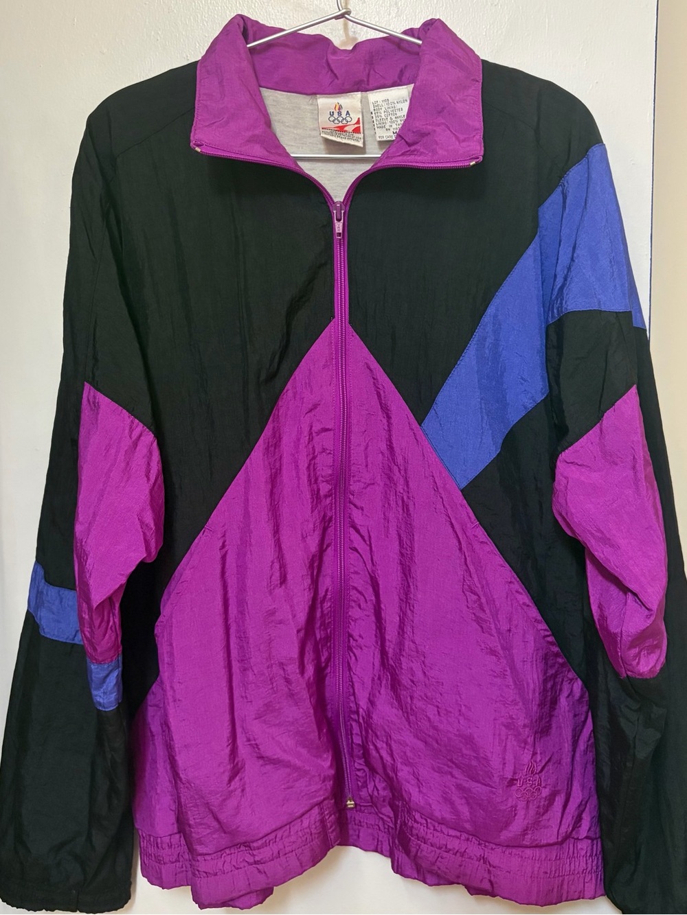 VTG '90s jcpenney Color-block Purple/Black Olympic Windbreaker Jacket Size M